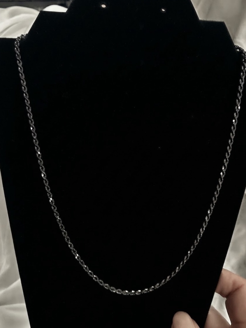 Italian 925 Sterling Silver Black Rhodium Rope Chain 22” 15.5g 2.4mm P.LUX New